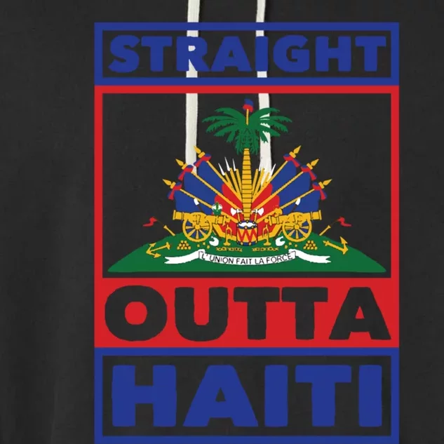 Haiti Haitian America Flag Love Straight Melanin Ayiti Proud Gift Garment-Dyed Fleece Hoodie