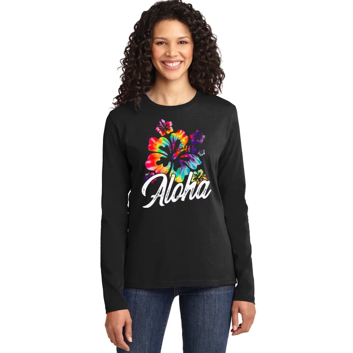 Hawaii Hawaiian Aloha Beaches Hibiscus Flowers Ladies Long Sleeve Shirt