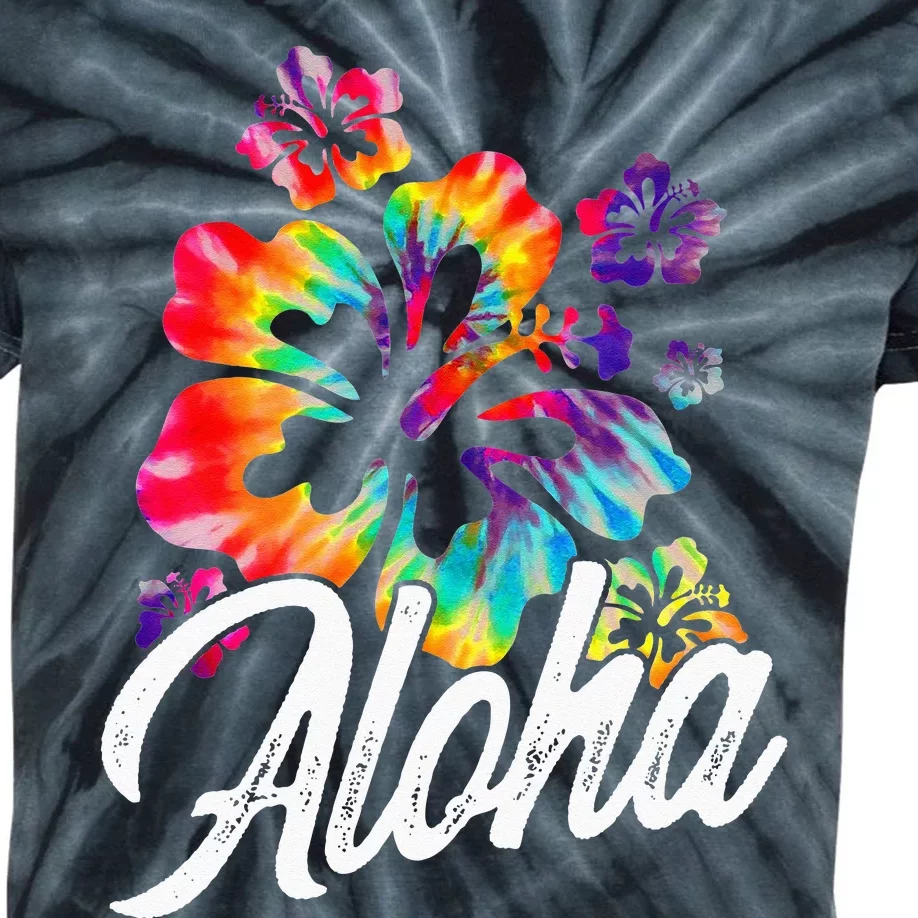 Hawaii Hawaiian Aloha Beaches Hibiscus Flowers Kids Tie-Dye T-Shirt