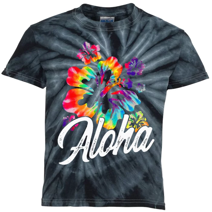 Hawaii Hawaiian Aloha Beaches Hibiscus Flowers Kids Tie-Dye T-Shirt