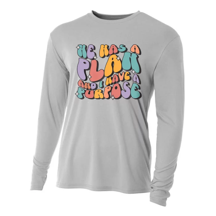 He Has A Plan And I Have A Purpose Christian Men Women Cooling Performance Long Sleeve Crew