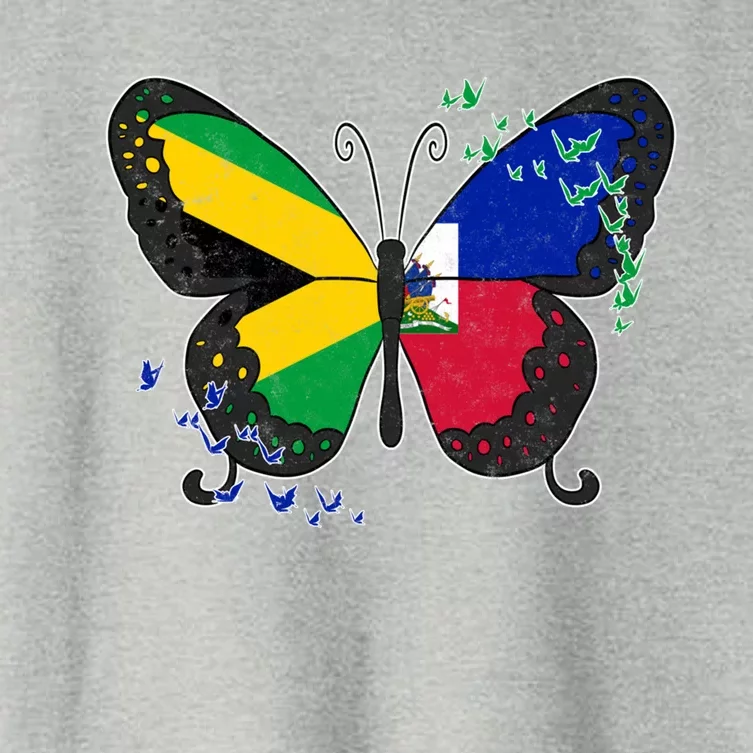 Haiti Haitian America Jamaica Caribbean Combo Butterfly Dna Gift Women's Crop Top Tee