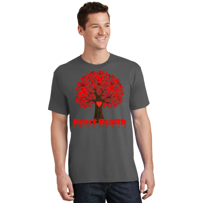 Heart Health Awareness Red Ribbon Heart Tree T-Shirt