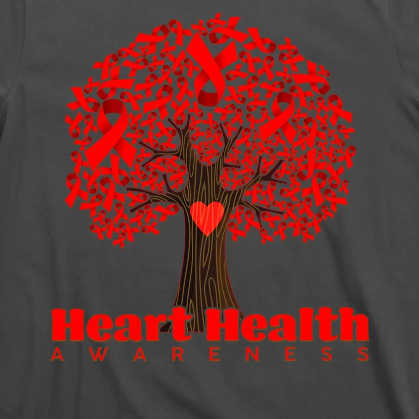 Heart Health Awareness Red Ribbon Heart Tree T-Shirt