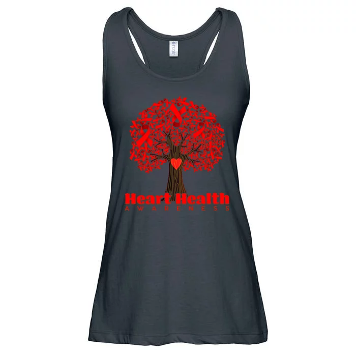 Heart Health Awareness Red Ribbon Heart Tree Ladies Essential Flowy Tank