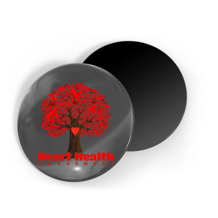 Heart Health Awareness Red Ribbon Heart Tree Magnet