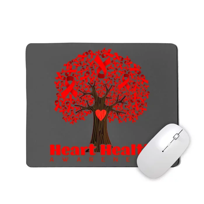 Heart Health Awareness Red Ribbon Heart Tree Mousepad