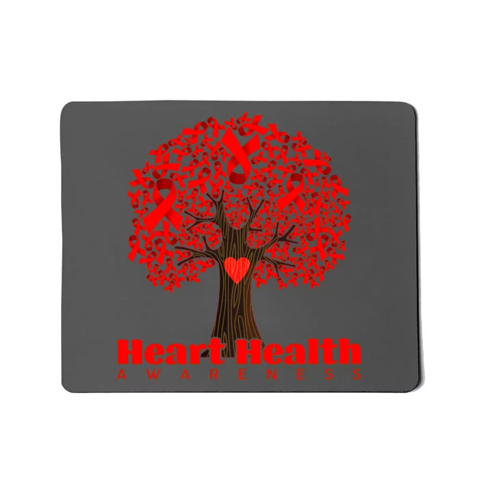 Heart Health Awareness Red Ribbon Heart Tree Mousepad