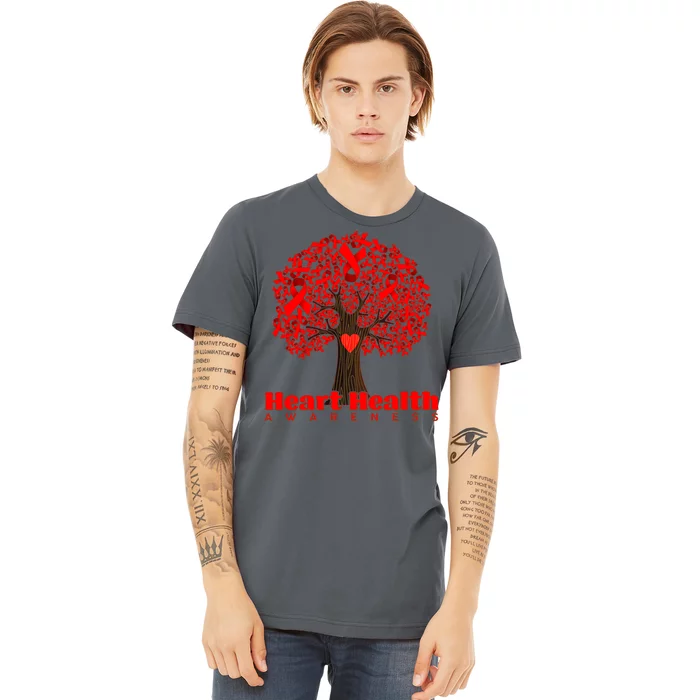 Heart Health Awareness Red Ribbon Heart Tree Premium T-Shirt