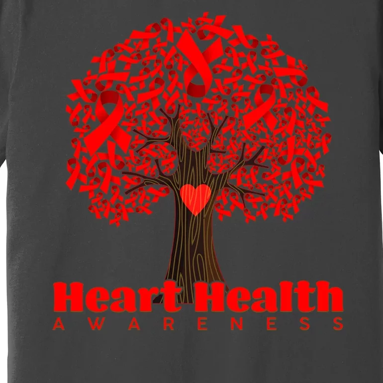 Heart Health Awareness Red Ribbon Heart Tree Premium T-Shirt