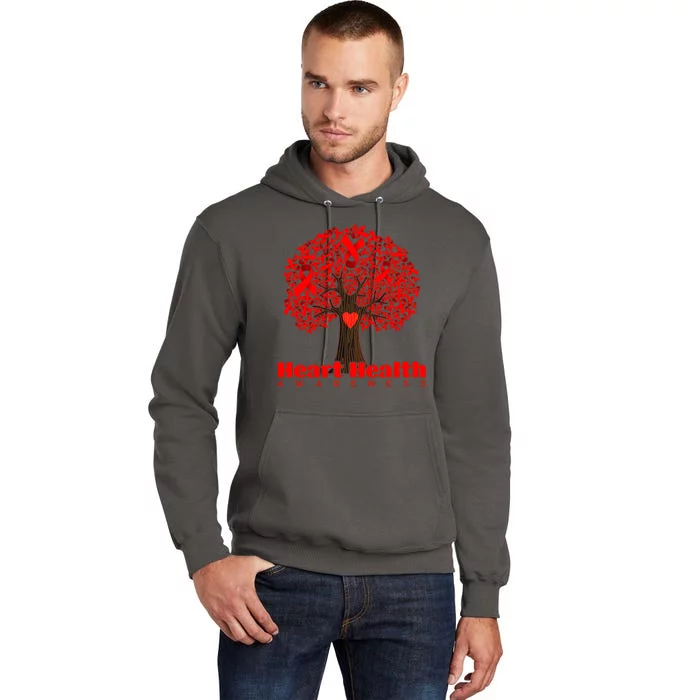 Heart Health Awareness Red Ribbon Heart Tree Tall Hoodie