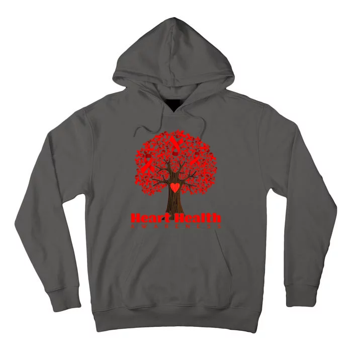 Heart Health Awareness Red Ribbon Heart Tree Tall Hoodie