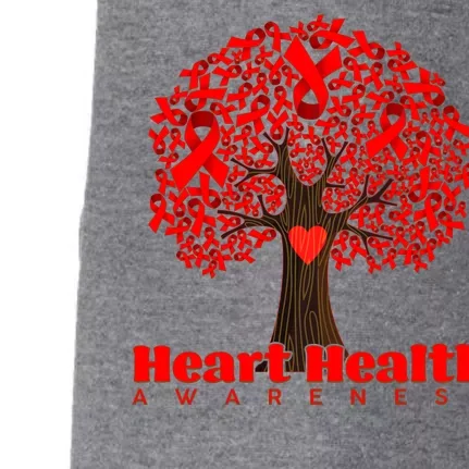 Heart Health Awareness Red Ribbon Heart Tree Doggie 3-End Fleece Hoodie