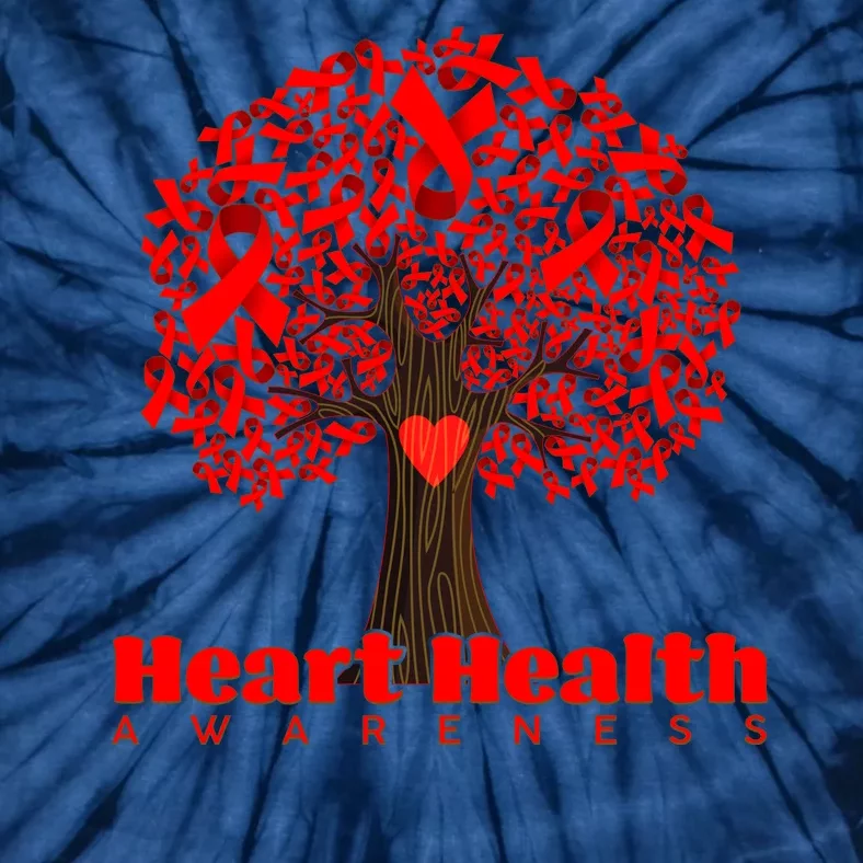 Heart Health Awareness Red Ribbon Heart Tree Tie-Dye T-Shirt