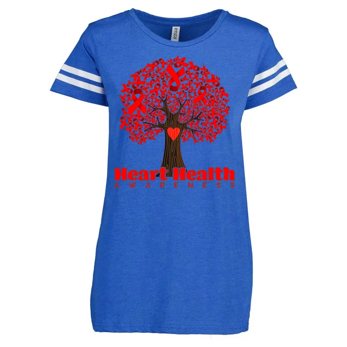 Heart Health Awareness Red Ribbon Heart Tree Enza Ladies Jersey Football T-Shirt