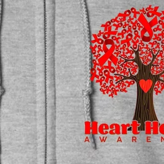 Heart Health Awareness Red Ribbon Heart Tree Full Zip Hoodie