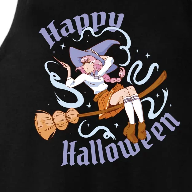 Happy Halloween Anime Witch Girl Ladies Tri-Blend Wicking Tank