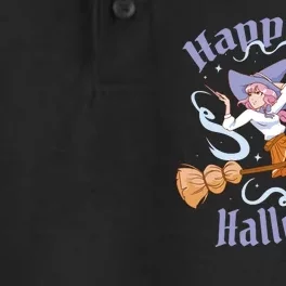 Happy Halloween Anime Witch Girl Dry Zone Grid Performance Polo