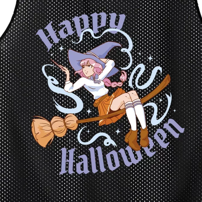 Happy Halloween Anime Witch Girl Mesh Reversible Basketball Jersey Tank