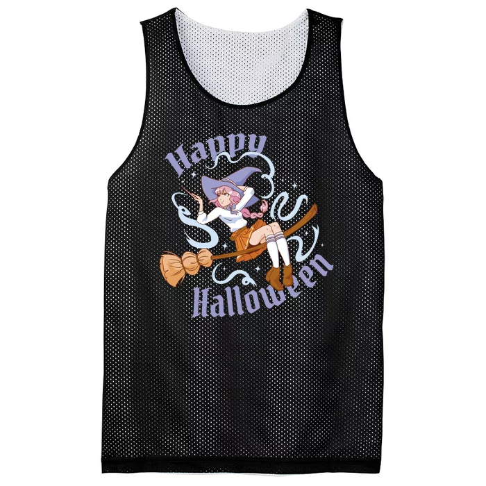 Happy Halloween Anime Witch Girl Mesh Reversible Basketball Jersey Tank