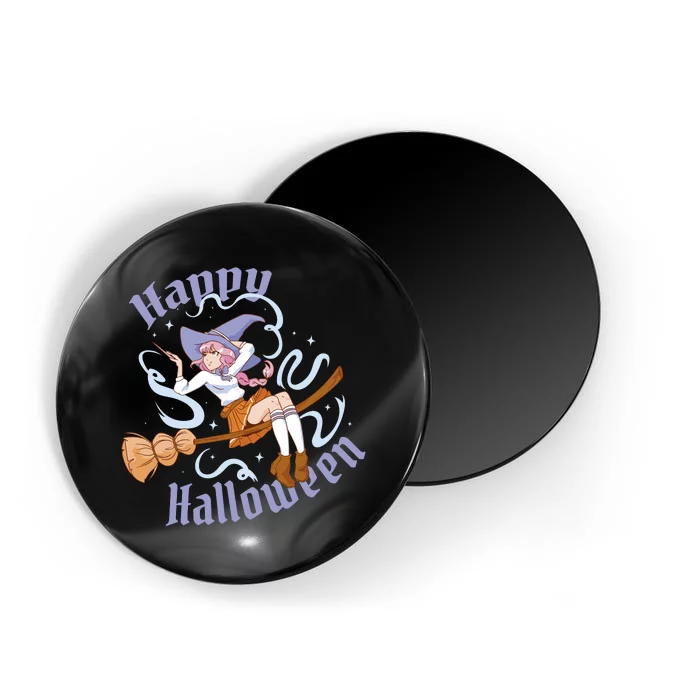 Happy Halloween Anime Witch Girl Magnet