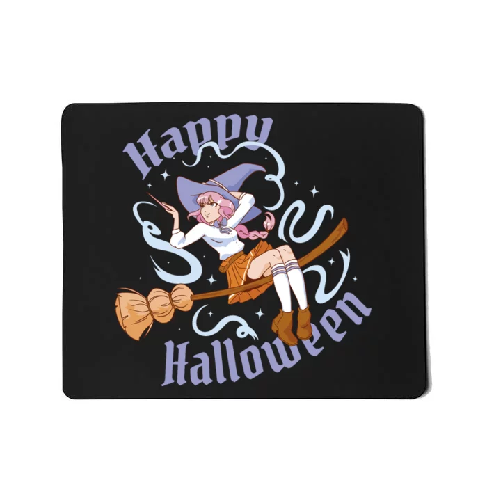 Happy Halloween Anime Witch Girl Mousepad