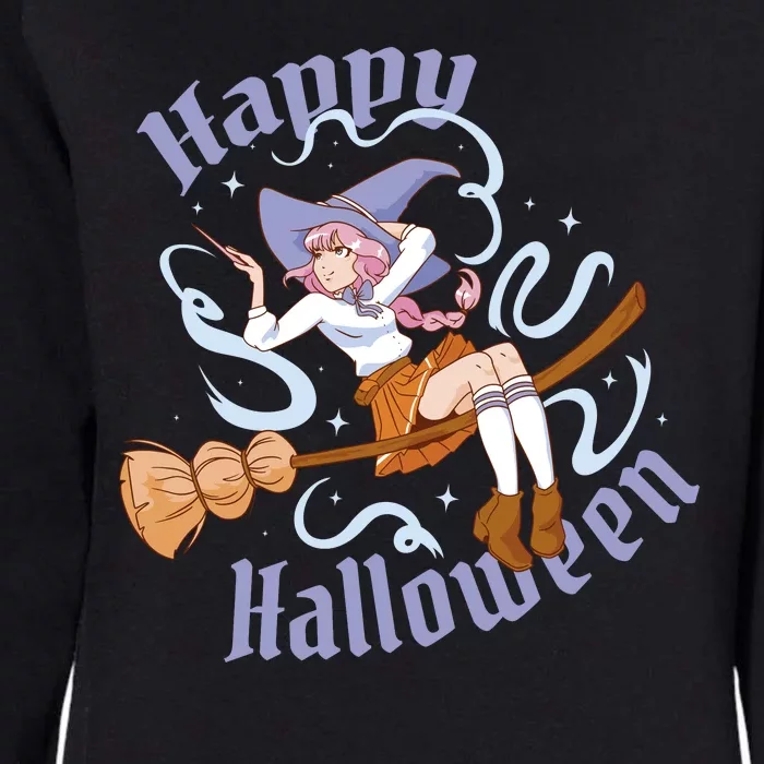 Happy Halloween Anime Witch Girl Womens California Wash Sweatshirt