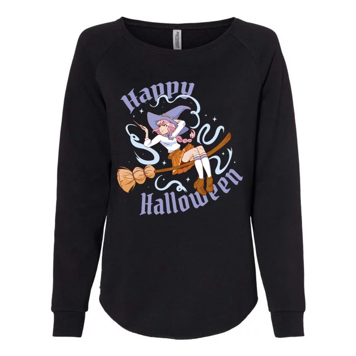 Happy Halloween Anime Witch Girl Womens California Wash Sweatshirt