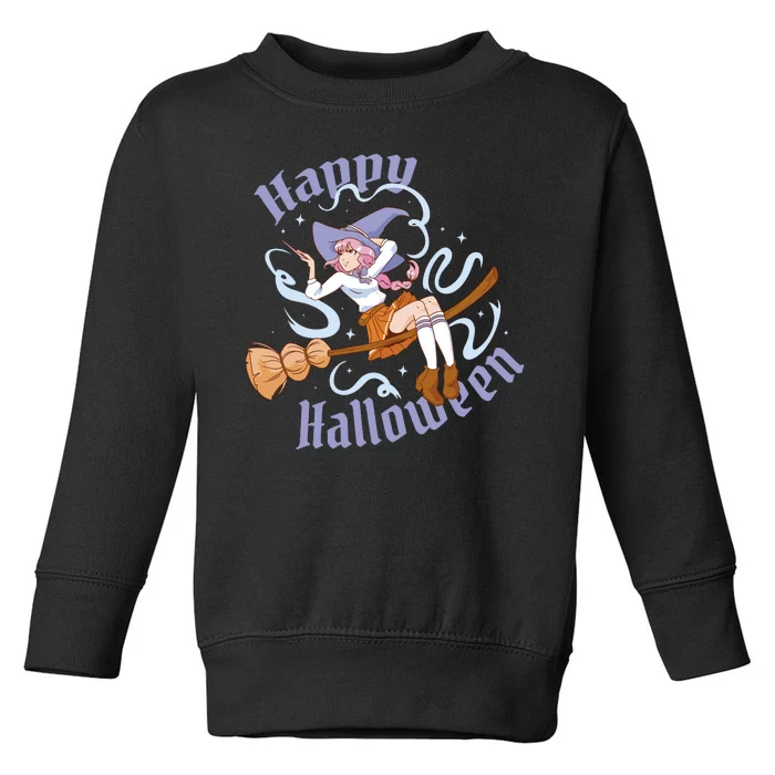 Happy Halloween Anime Witch Girl Toddler Sweatshirt