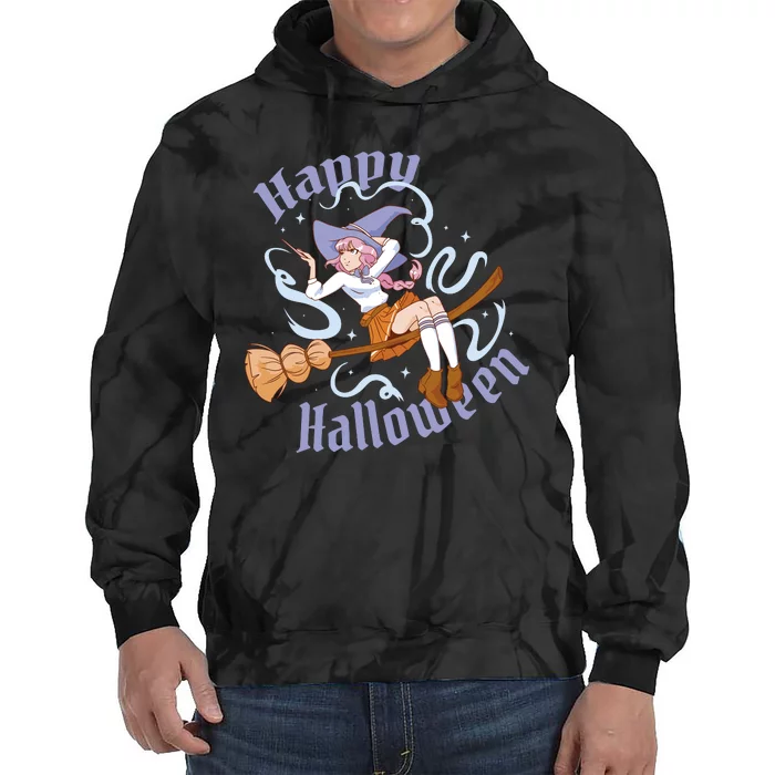 Happy Halloween Anime Witch Girl Tie Dye Hoodie