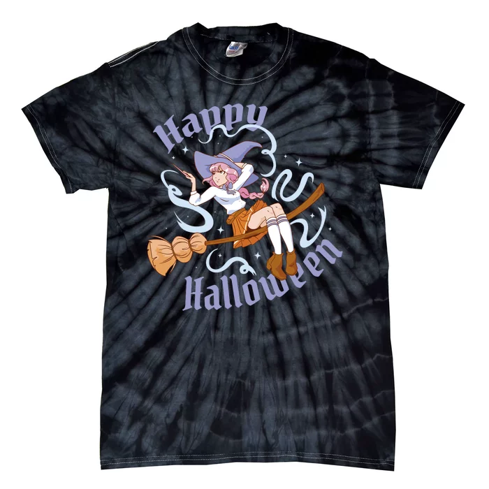 Happy Halloween Anime Witch Girl Tie-Dye T-Shirt