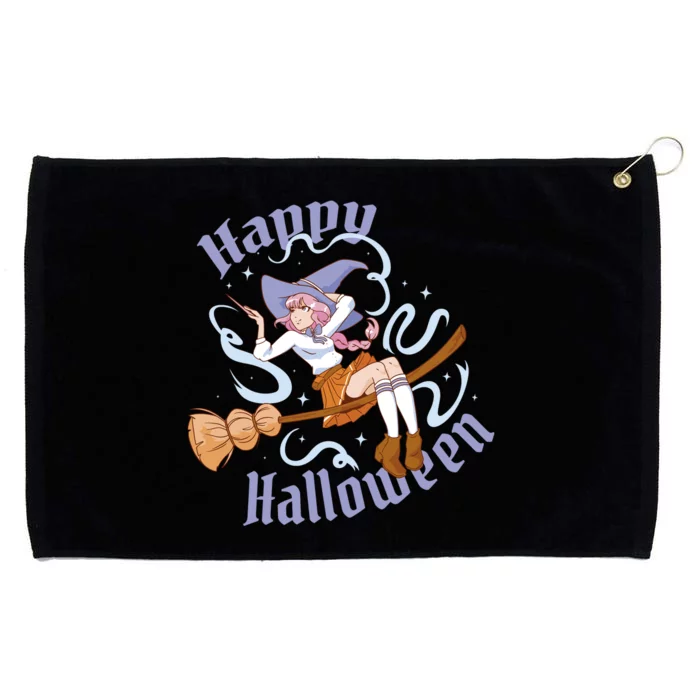 Happy Halloween Anime Witch Girl Grommeted Golf Towel