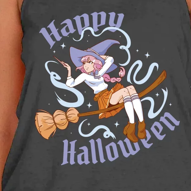 Happy Halloween Anime Witch Girl Women's Knotted Racerback Tank