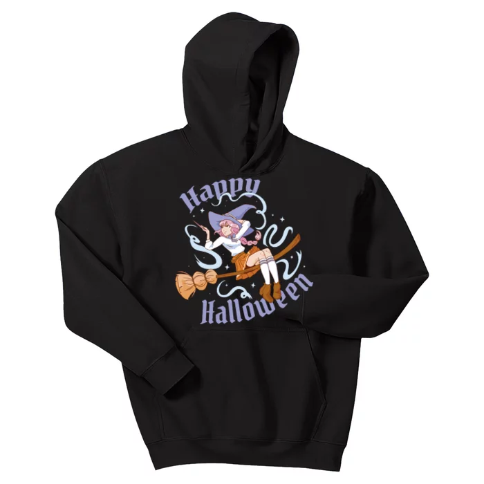 Happy Halloween Anime Witch Girl Kids Hoodie