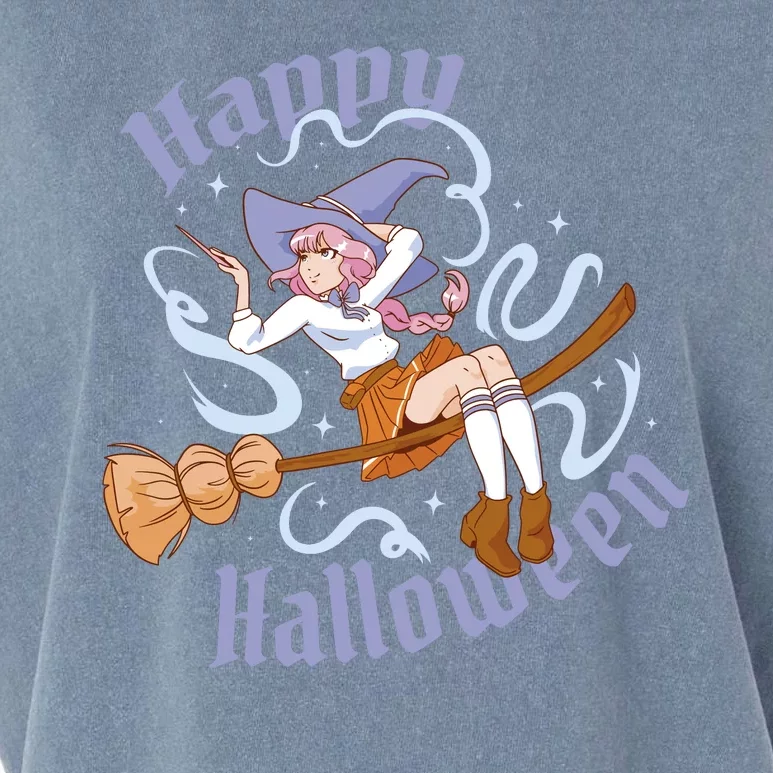 Happy Halloween Anime Witch Girl Garment-Dyed Women's Muscle Tee