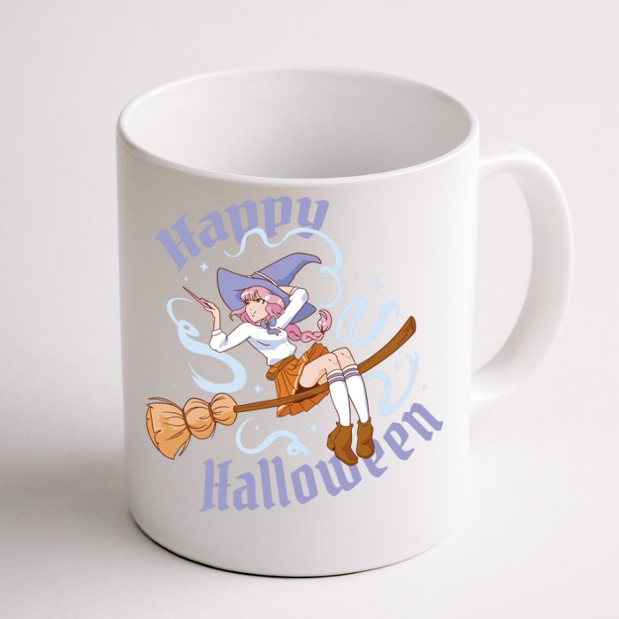 Happy Halloween Anime Witch Girl Front & Back Coffee Mug