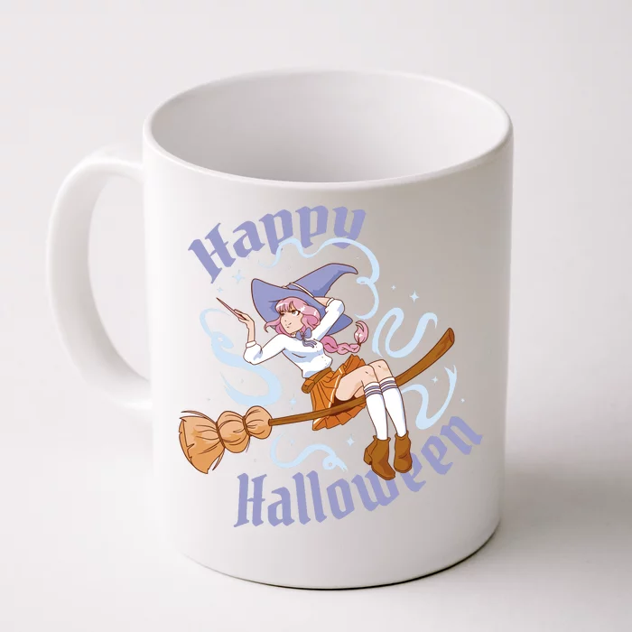 Happy Halloween Anime Witch Girl Front & Back Coffee Mug