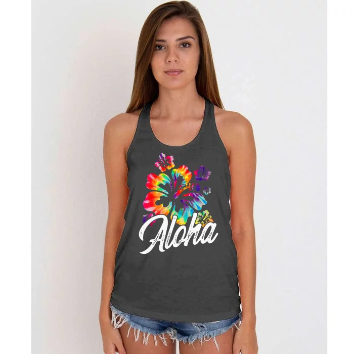 Hawaii Hawaiian Aloha Beaches Hibiscus Flowers Women's Knotted Racerback Tank