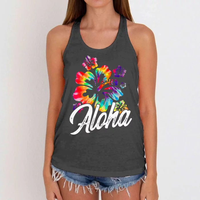 Hawaii Hawaiian Aloha Beaches Hibiscus Flowers Women's Knotted Racerback Tank