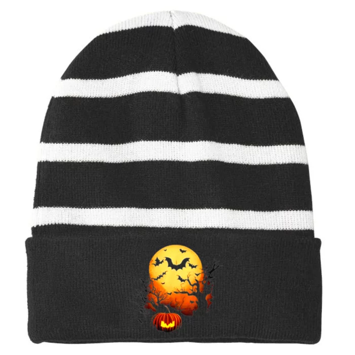 Halloween Striped Beanie with Solid Band