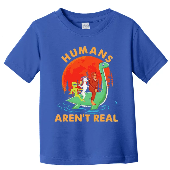 Halloween Humans Aren’t Real Unicorn Bigfoot Riding Dinosaur Toddler T-Shirt