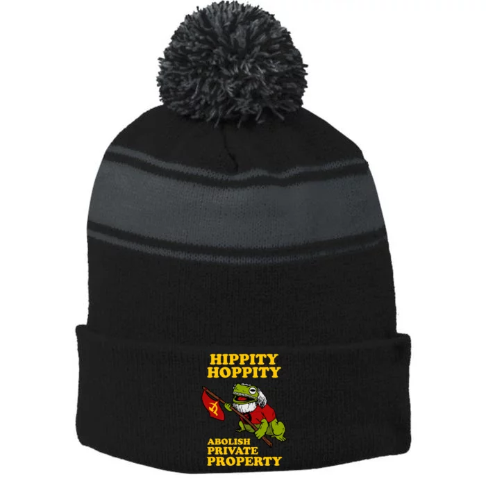 Hippity Hoppity Abolish Private Property Stripe Pom Pom Beanie