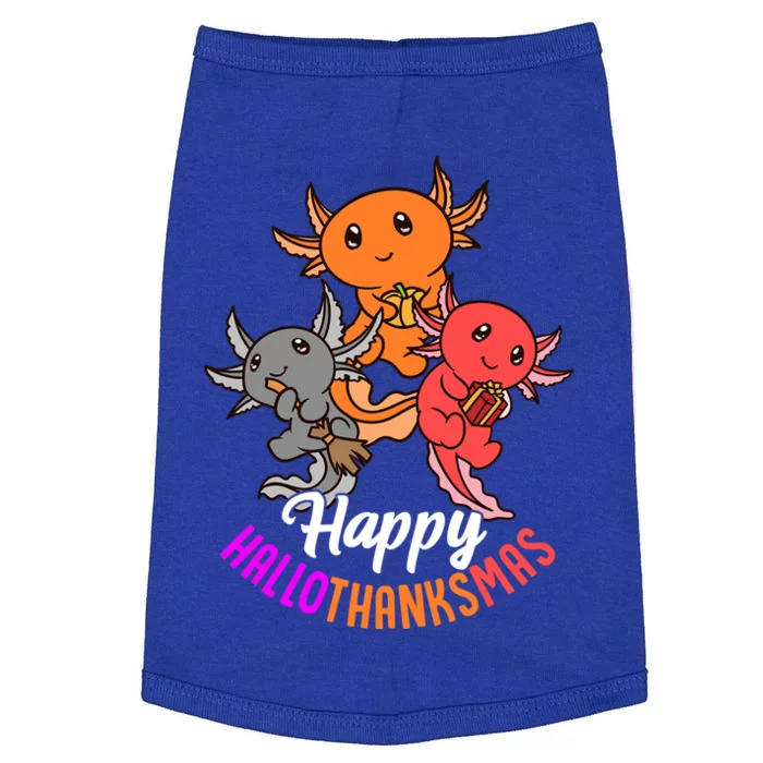 Happy Hallothanksmas Axolotl Lover Halloween Christmas Gift Doggie Tank