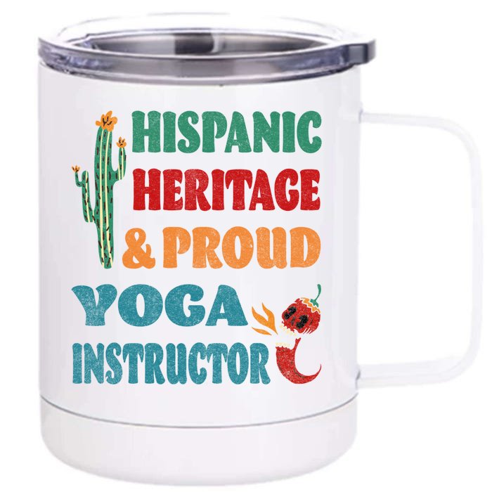 Hispanic Heritage And Proud Yoga Instructor Gift Front & Back 12oz Stainless Steel Tumbler Cup