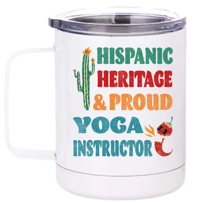 Hispanic Heritage And Proud Yoga Instructor Gift Front & Back 12oz Stainless Steel Tumbler Cup