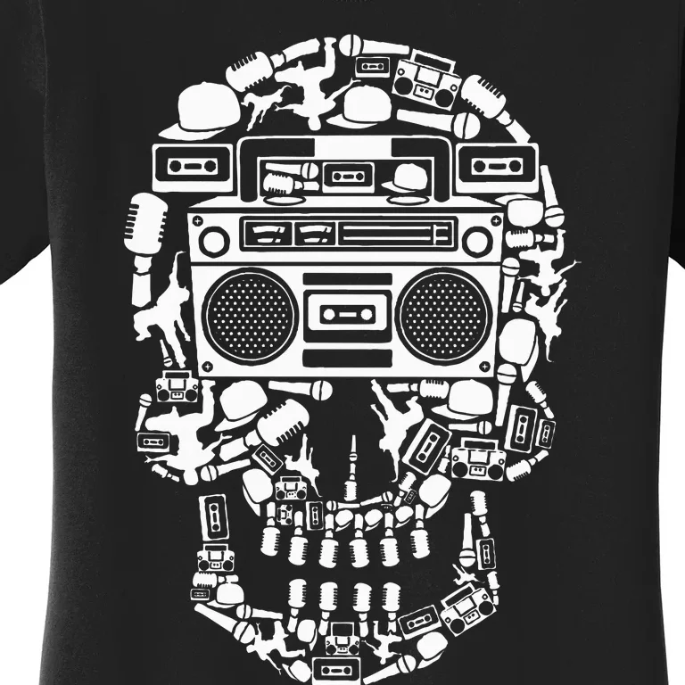 Hip Hop Boombox Hiphop Boombox Skull Women's T-Shirt