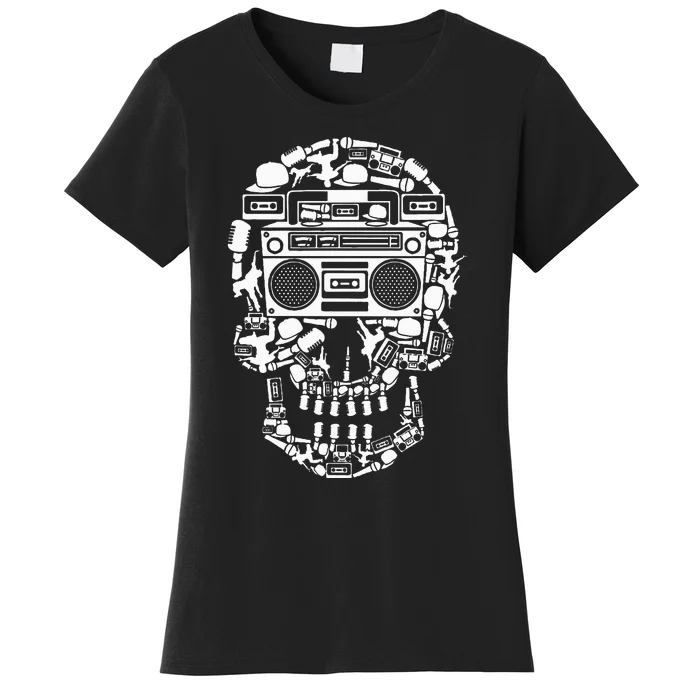 Hip Hop Boombox Hiphop Boombox Skull Women's T-Shirt