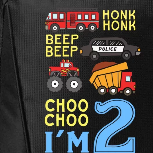 Honk Honk Beep Beep Coo Choo I'm 2 Birthday Kids Apparel Gift City Backpack