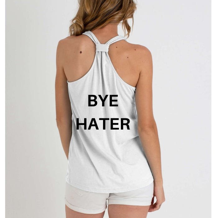 Hi Hater Bye Hater Front & Back Women's Knotted Racerback Tank