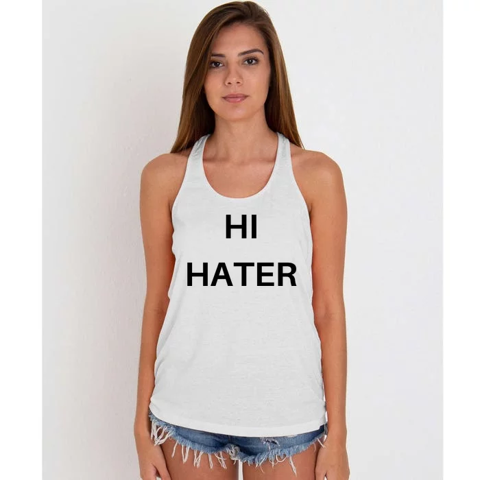 Hi Hater Bye Hater Front & Back Women's Knotted Racerback Tank